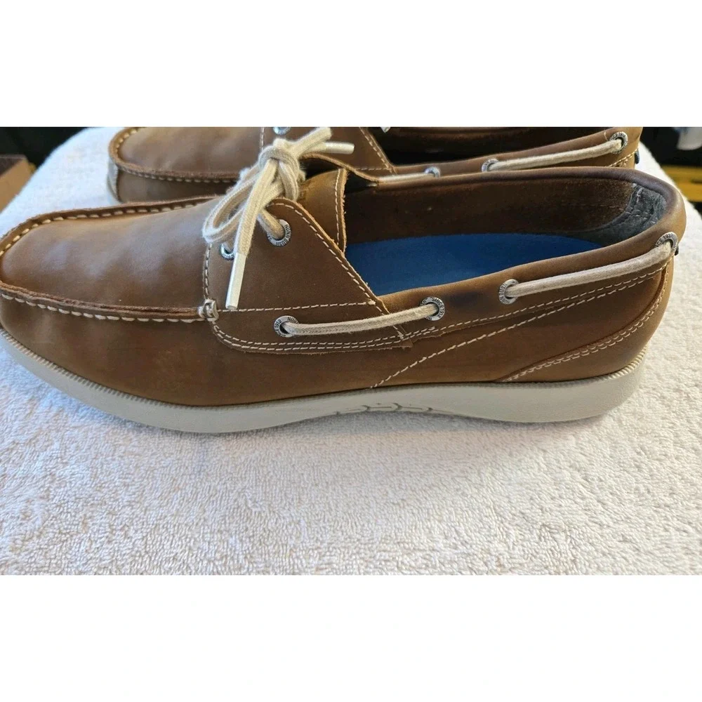 NUNN BUSH TAN-HAVANE BAYSIDE LEATHER BOAT SHOES SIZE 12M